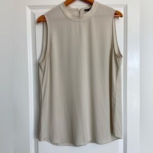 Eileen Fisher 100% Silk Sleeveless Shell Blouse Beige Minimalist Tank Top Size L